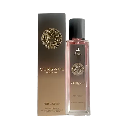 ادکلن جیبی الحمبرا ورساچه کریستال نویر (ورساچه مشکی) ادو پرفیوم 35 میلی لیتر عطرافرا